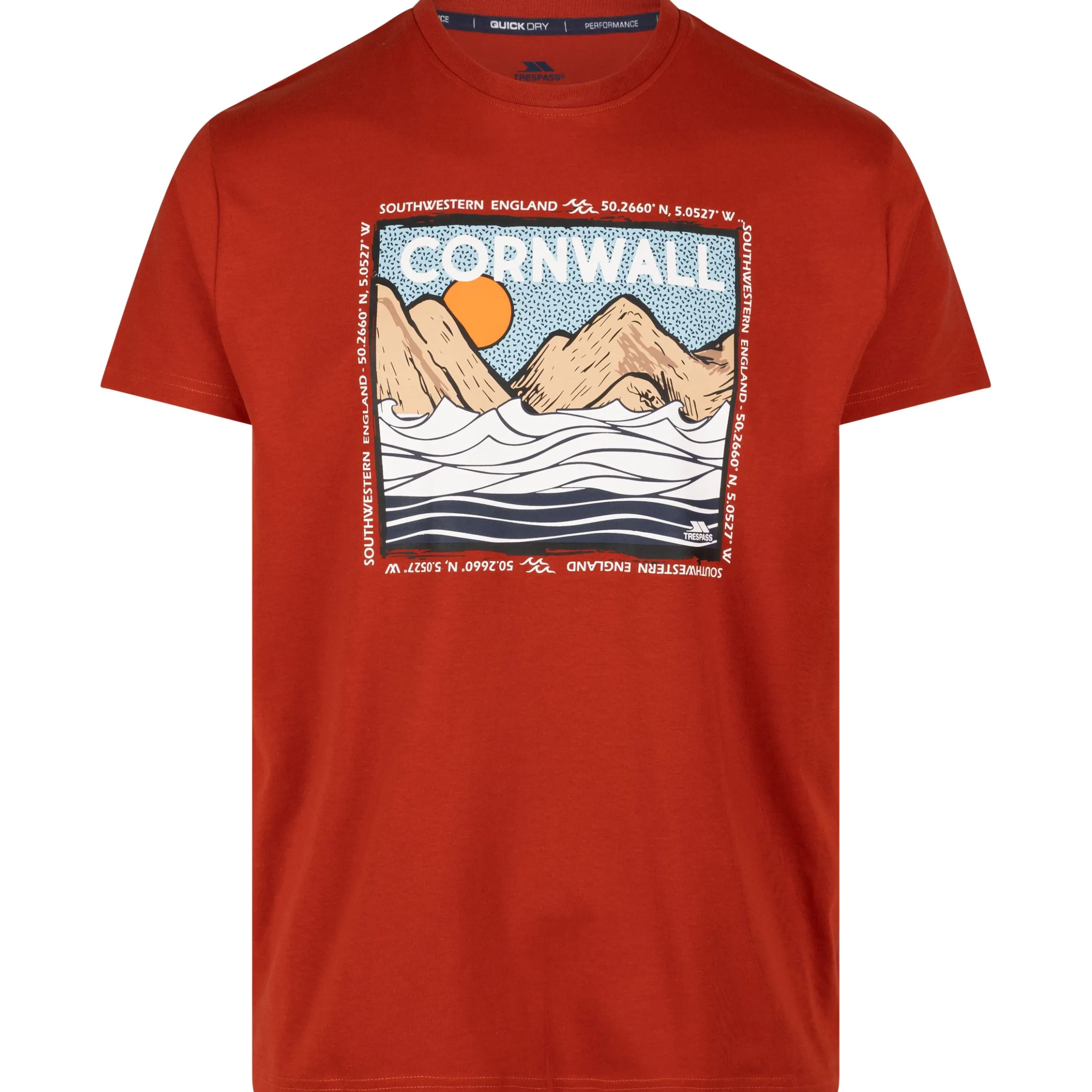 Trespass Male Casual Printed T-Shirt Vellay in SALSA