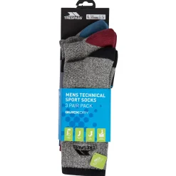 Trespass Men's Quick Dry Socks - 3 Pack Radulf