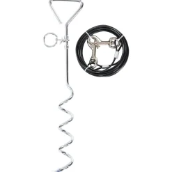 Trespaws Dog Tie Out Stake with Cable Tether