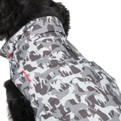Trespaws Medium Camo Dog Printed Raincoat in Grey Charly