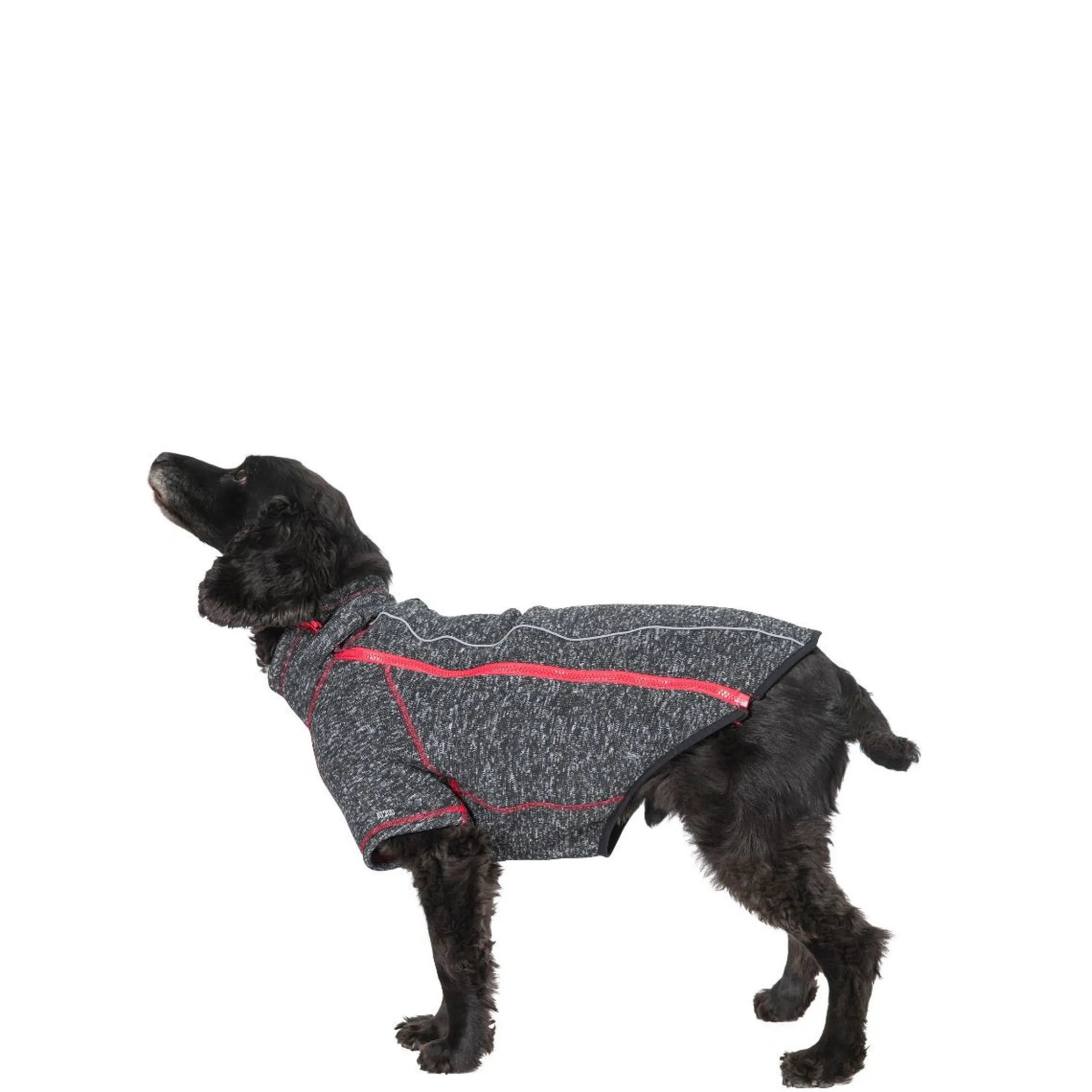 Trespaws Medium Windproof Dog Fleece AT300 in Black Melange Boomer