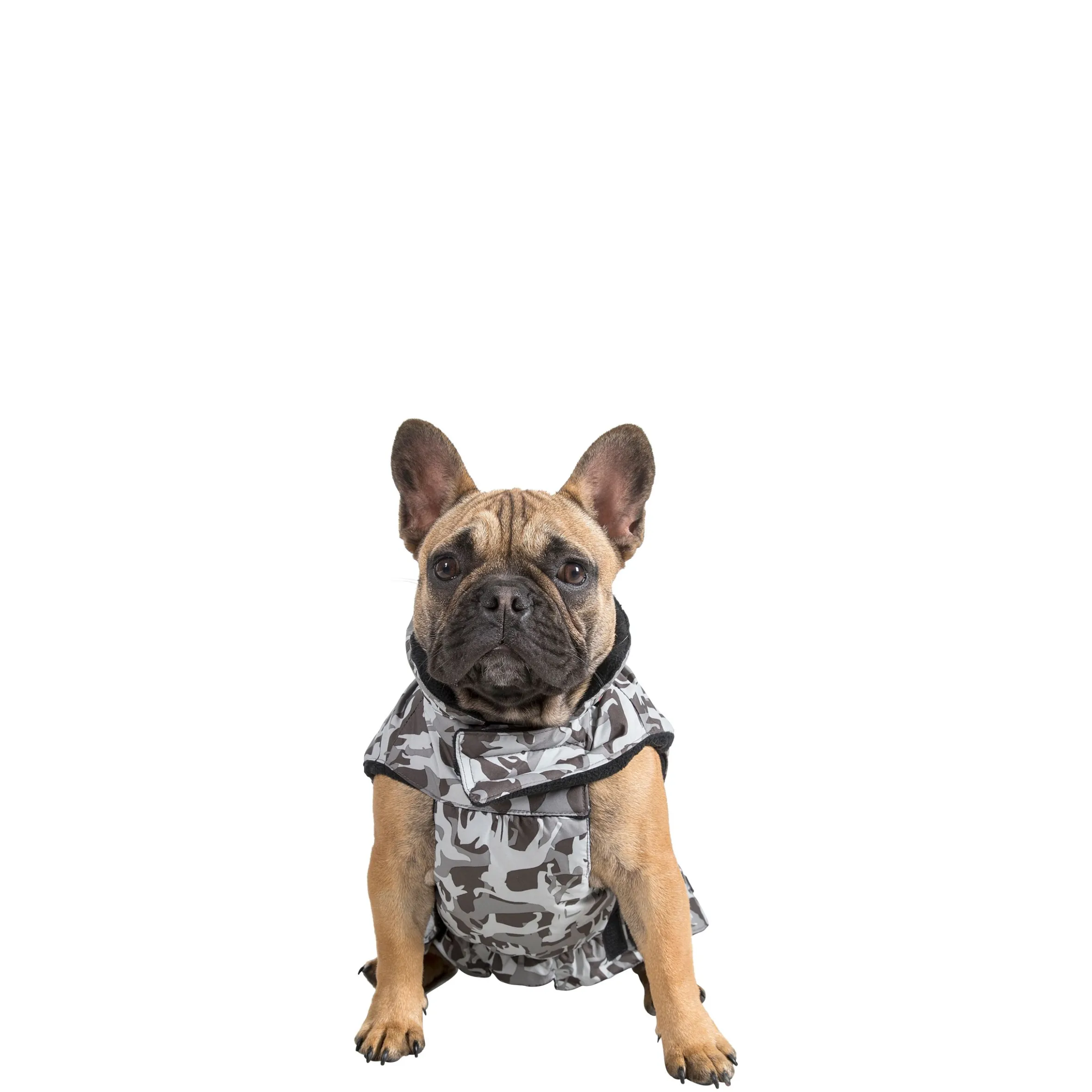 Trespaws Small Camo Dog Printed Raincoat in Grey Charly