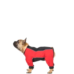 Trespaws Small Windproof Dog Coat with Leg Covers in Red Tia