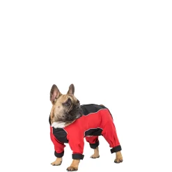 Trespaws Small Windproof Dog Coat with Leg Covers in Red Tia