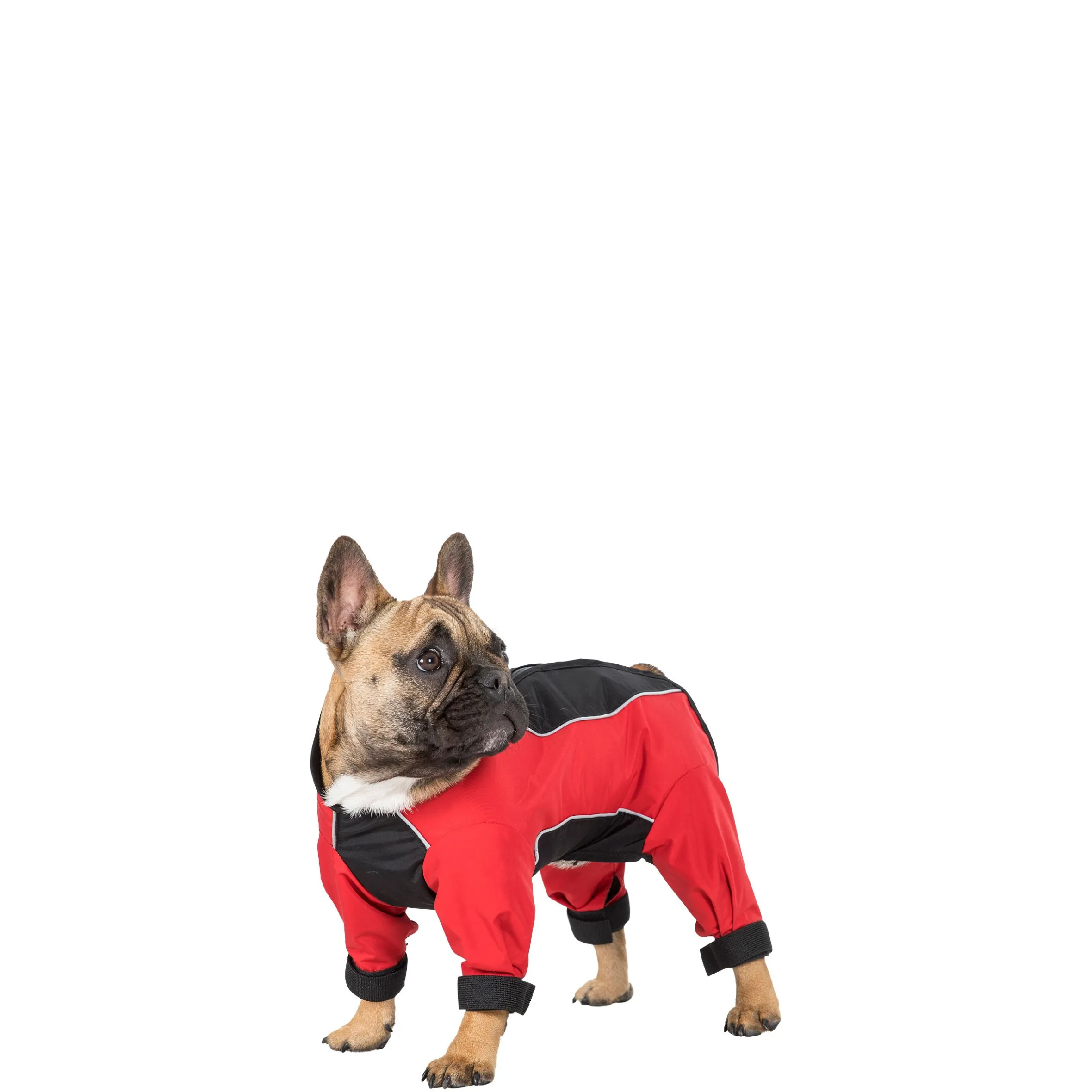 Trespaws Small Windproof Dog Coat with Leg Covers in Red Tia