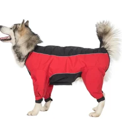 Trespaws XL Windproof Dog Coat with Leg Covers in Red Tia