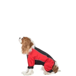 Trespaws XS Waterproof Dog Coat with legs Tia in Black/Red