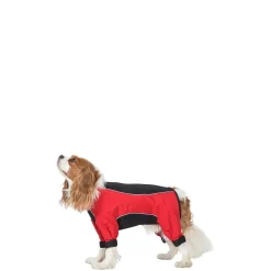 Trespaws XS Waterproof Dog Coat with legs Tia in Black/Red