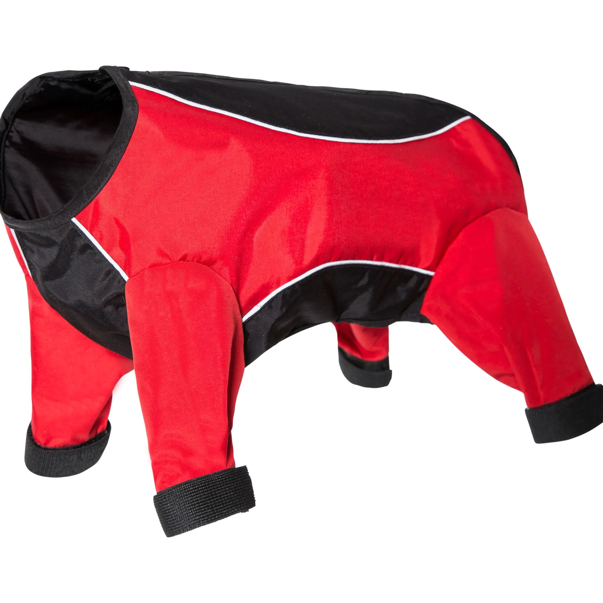 Trespaws XS Waterproof Dog Coat with legs Tia in Black/Red