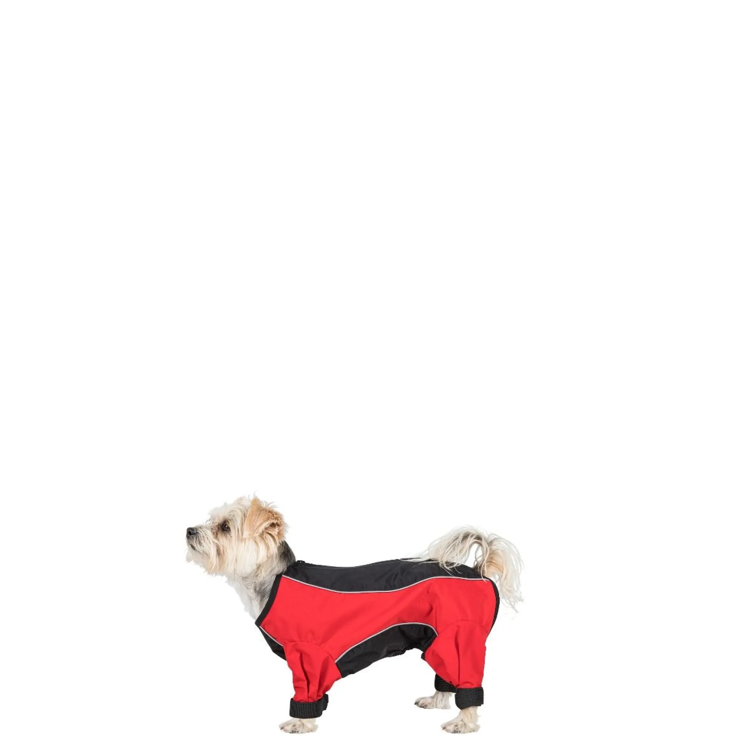 Trespaws XXS Waterproof Dog Coat with Legs Tia in Black/Red